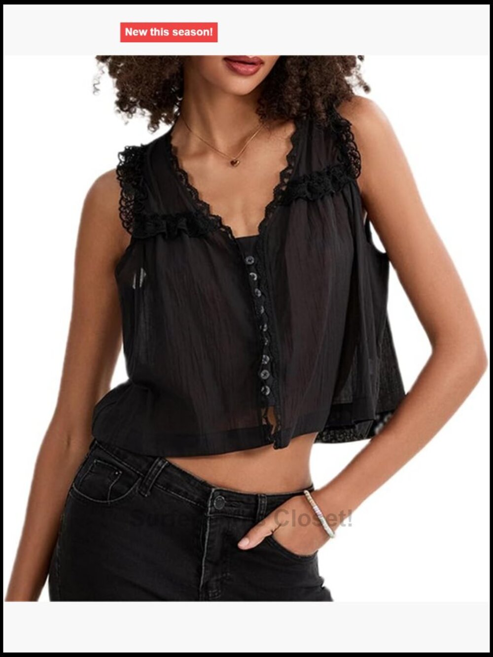Women Sleeveless Lace Trim Tank Top Cotton Crop Cami Y2K Going Out Shirt